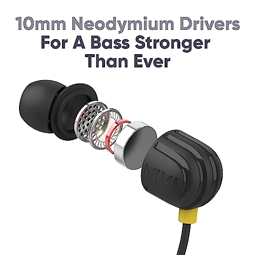 Mivi Rock and Roll E5 Wired In Ear Earphones with HD Sound and Extra Powerful Bass with Mic, Tangle Free & Extra Length Cable | Earphones for Mobile | Black Mivi Rock and Roll E5 Wired In Ear Earphones with HD Sound and Extra Powerful Bass with Mic, Tangle Free & Extra Length Cable | Earphones for Mobile | Black